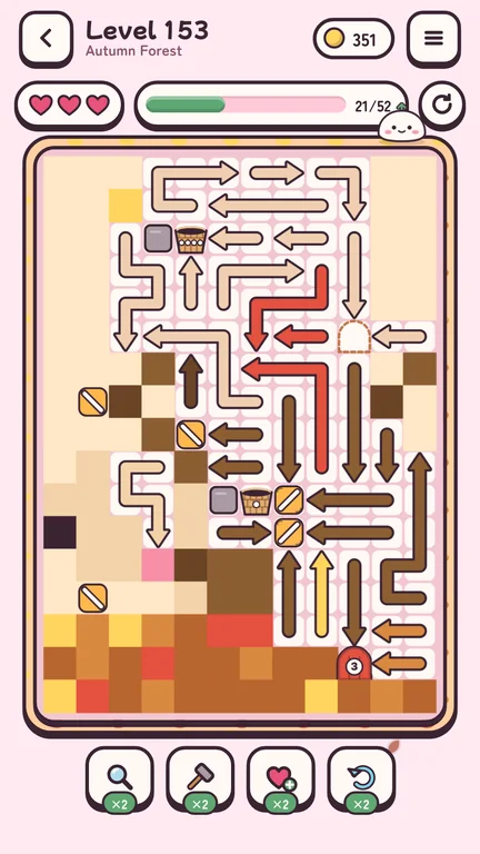 A tricky level in the Autumn Forest with picnic baskets and locks