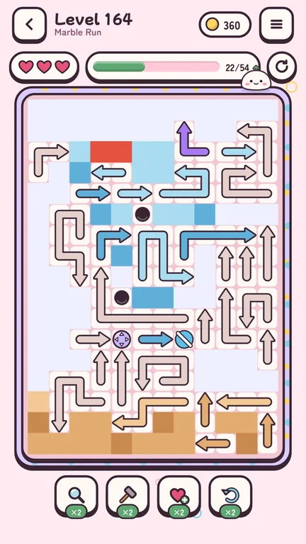 A level on the Marble Run with portals and rolling marbles